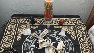My Current Sacred Space as it is set up with crystals and beads